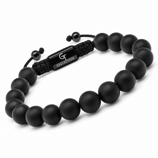 Schwarzes Onyx-Perlenarmband für Herren