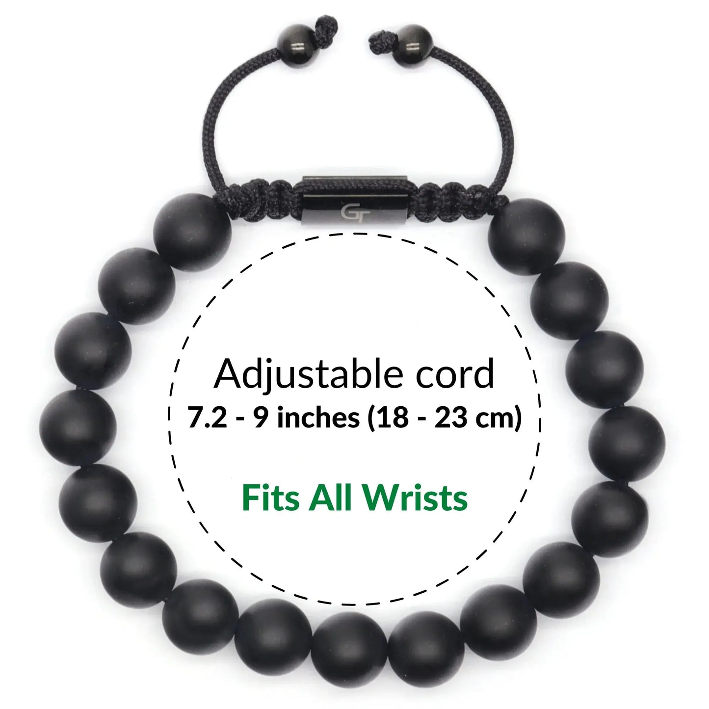 2 PIECE SET - BLACK ONYX Single Bead Bracelet And Flatbead Bracelet GT collection