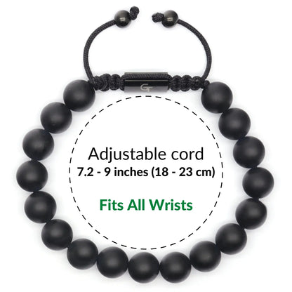 2 PIECE SET - BLACK ONYX Single Bead Bracelet And Flatbead Bracelet GT collection