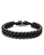 Black double-row beaded bracelet with black cord tie and G Collection metal centerpiece