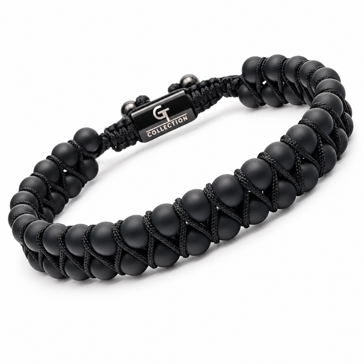 Matte Black Onyx bracelet | Men's Matte Black Bead Bracelet – GT