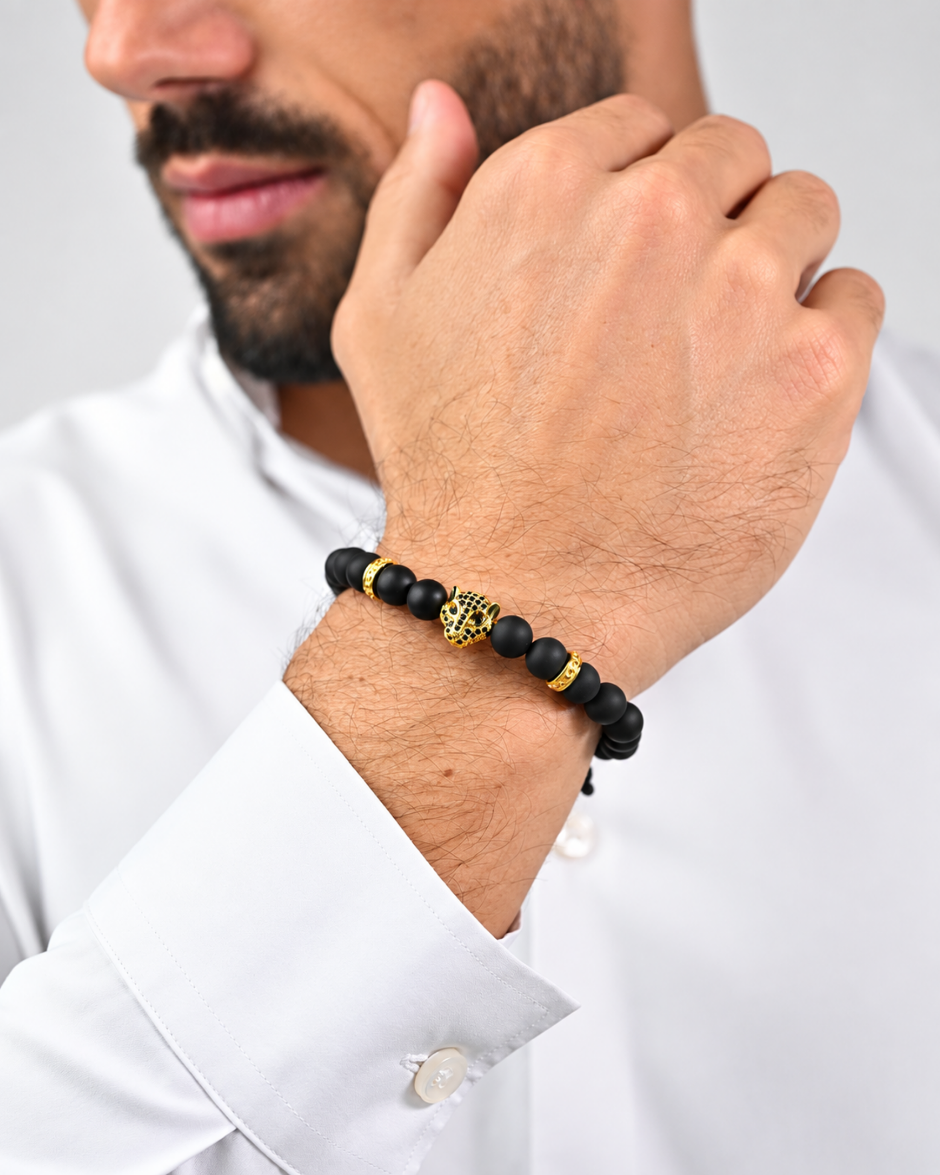Black Onyx Leopard Bracelet – Gold Secondary image