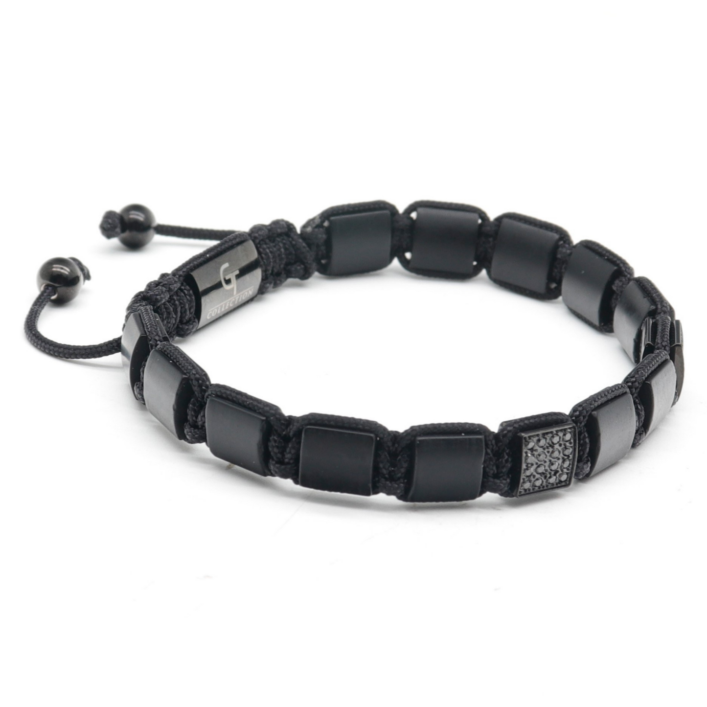 JUEGO DE 2 PIEZAS - Pulsera de cuentas dobles de ÓNIX NEGRO y pulsera de cuentas planas