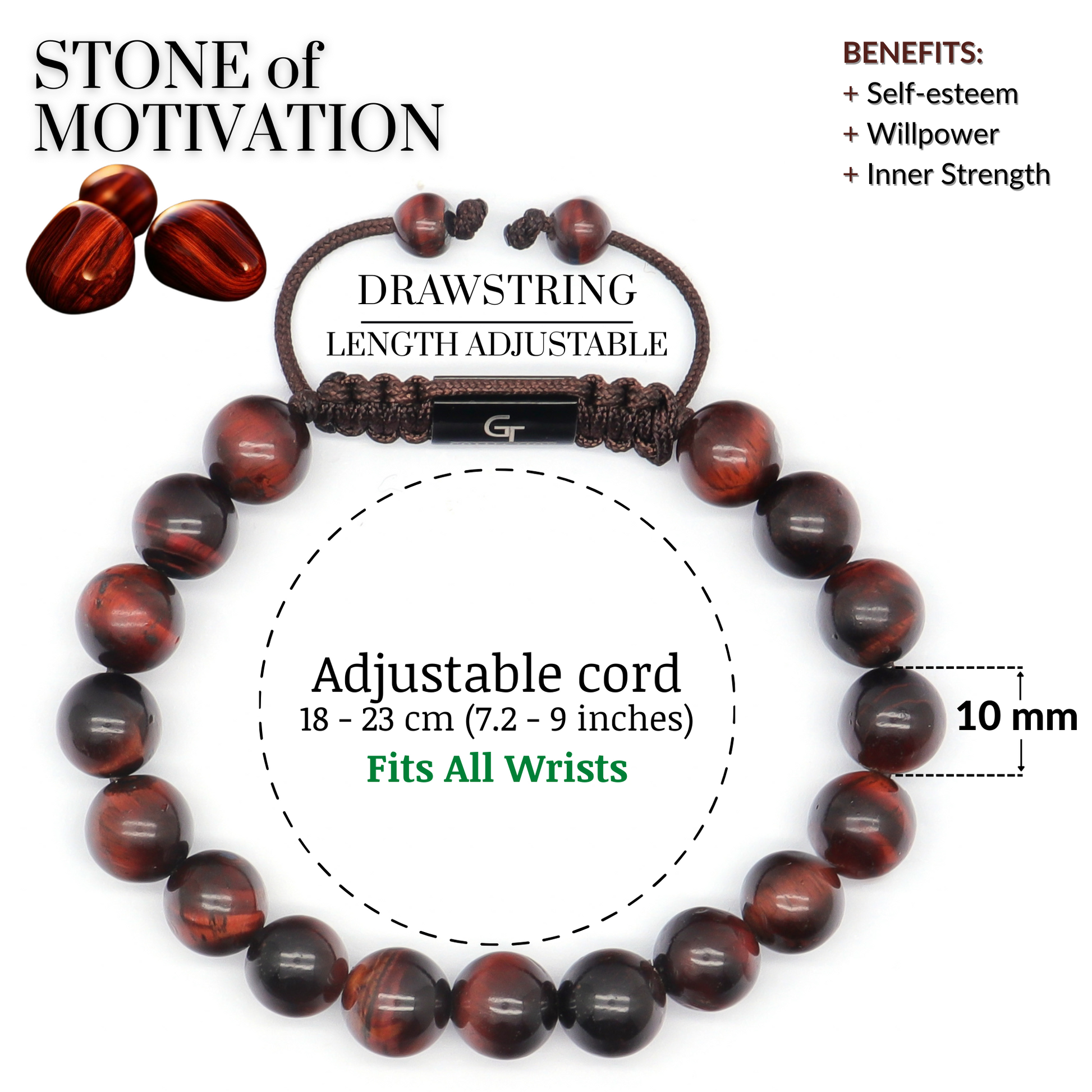 RED TIGER EYE Beaded Bracelet Red Gemstones Bracelet – GT collection
