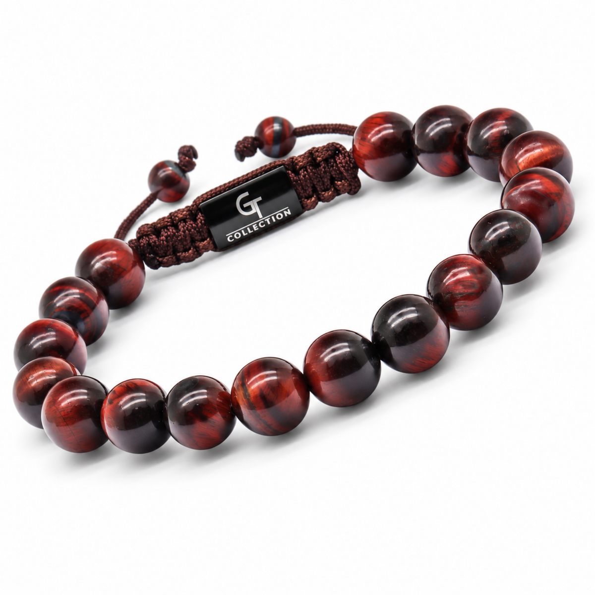 Bracelet perlé ŒIL DE TIGRE ROUGE pour hommes