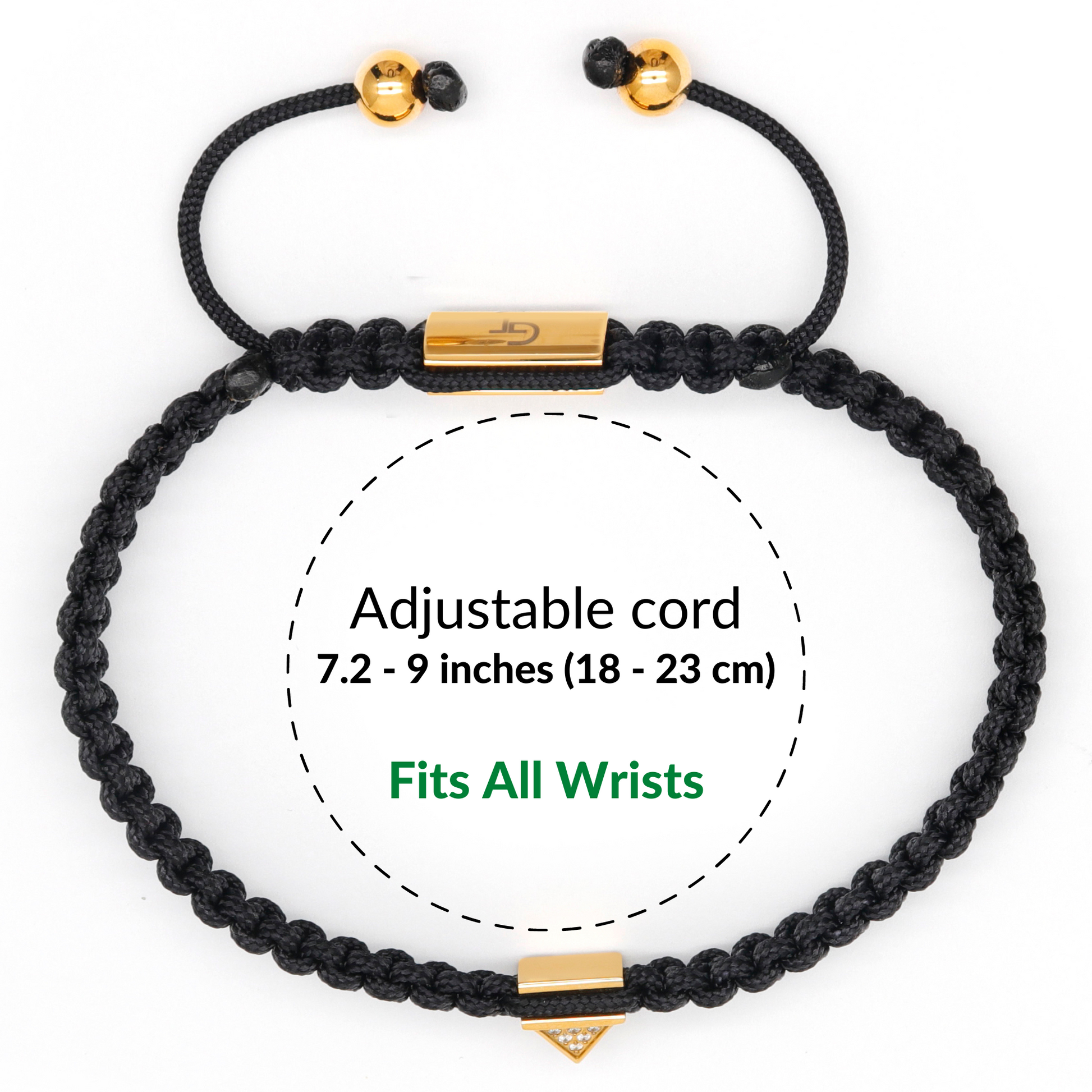 Men's Black String Bracelet with Adjustable Silver Lock