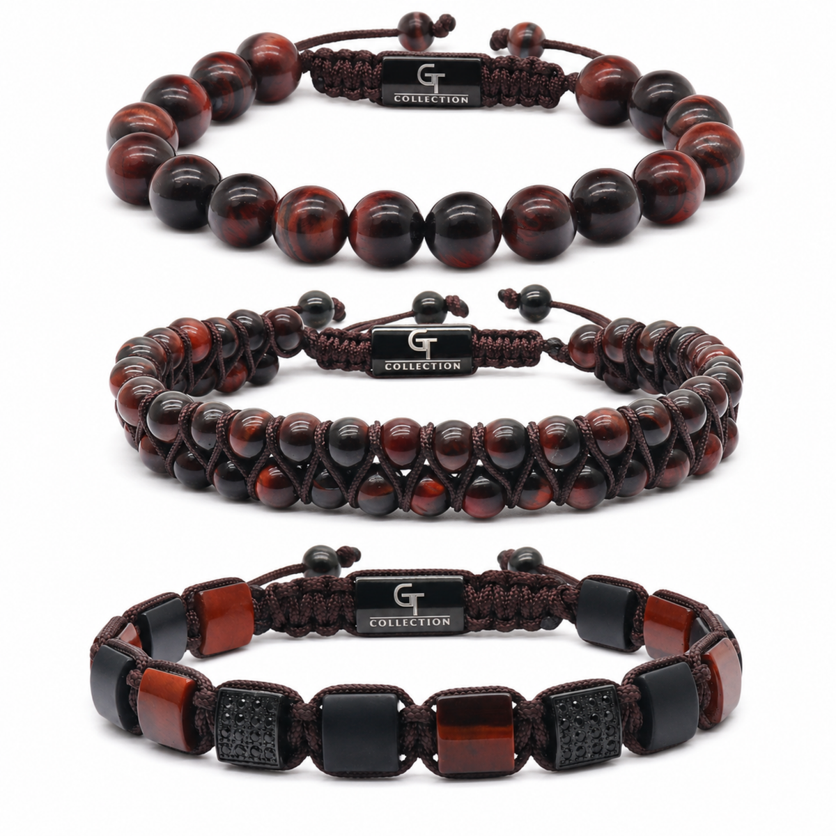 3 PIECE SET - RED TIGER EYE Bracelets - The Motivation Set
