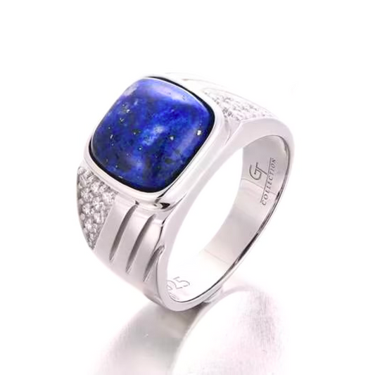 Men's 925 Sterling Silver RING with Blue LAPIS stone