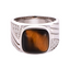 Men's sterling silver ring with tiger eye stone and textured side details