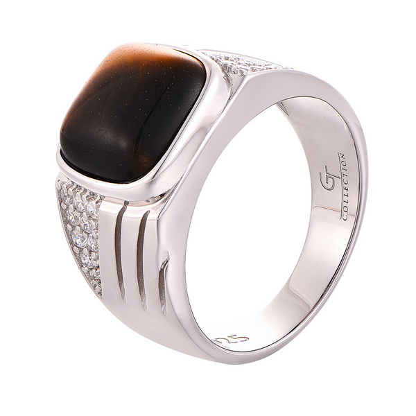 Men's 925 Sterling Silver RING with TIGER EYE stone – GT collection