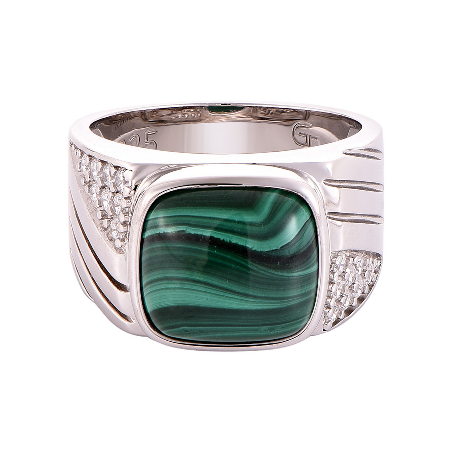 Men's 925 Sterling Silver RING with MALACHITE stone