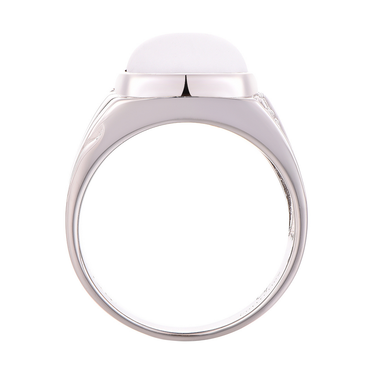 Sterling silver ring with white Howlite oval top and smooth, curved band