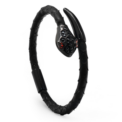 Snake Head Bracelet - Black Python with Zircon Diamond