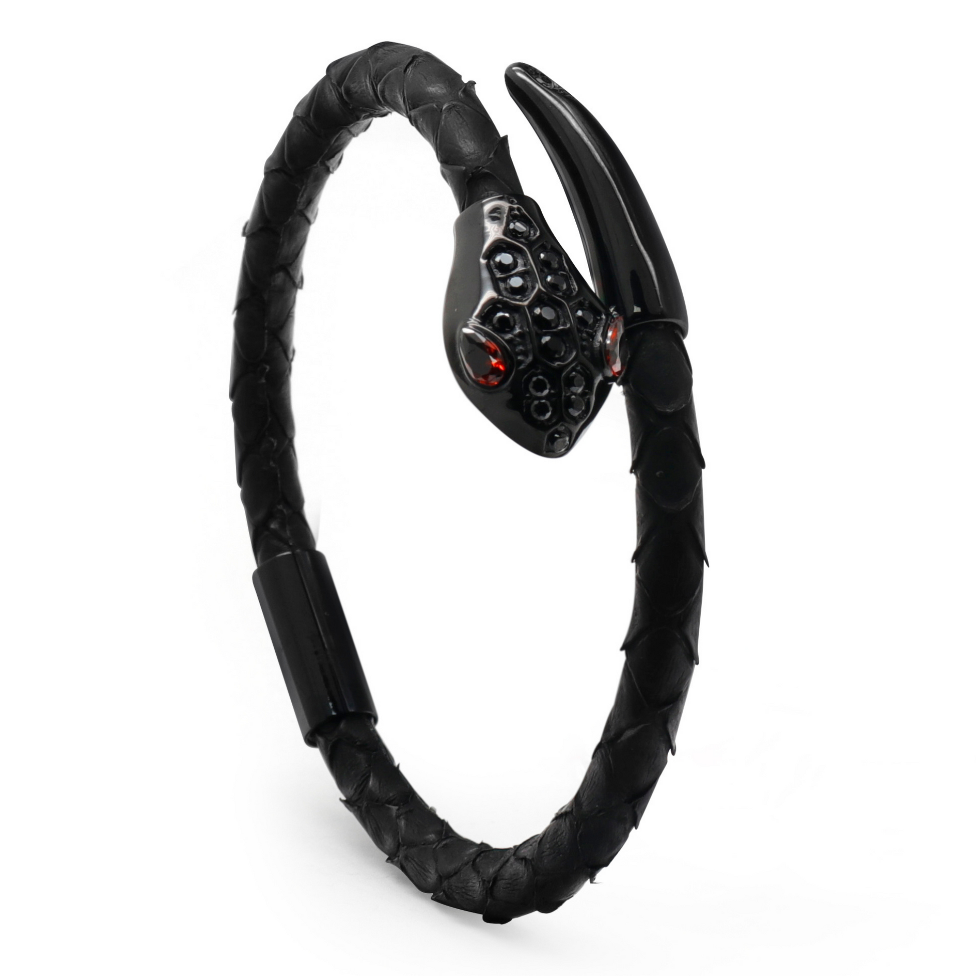 Snake Head Bracelet Black Python with Zircon