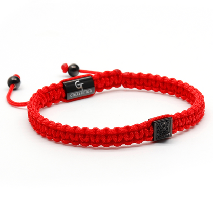 Men's Red Bracelet - Black Pyramid with Zircon Diamond