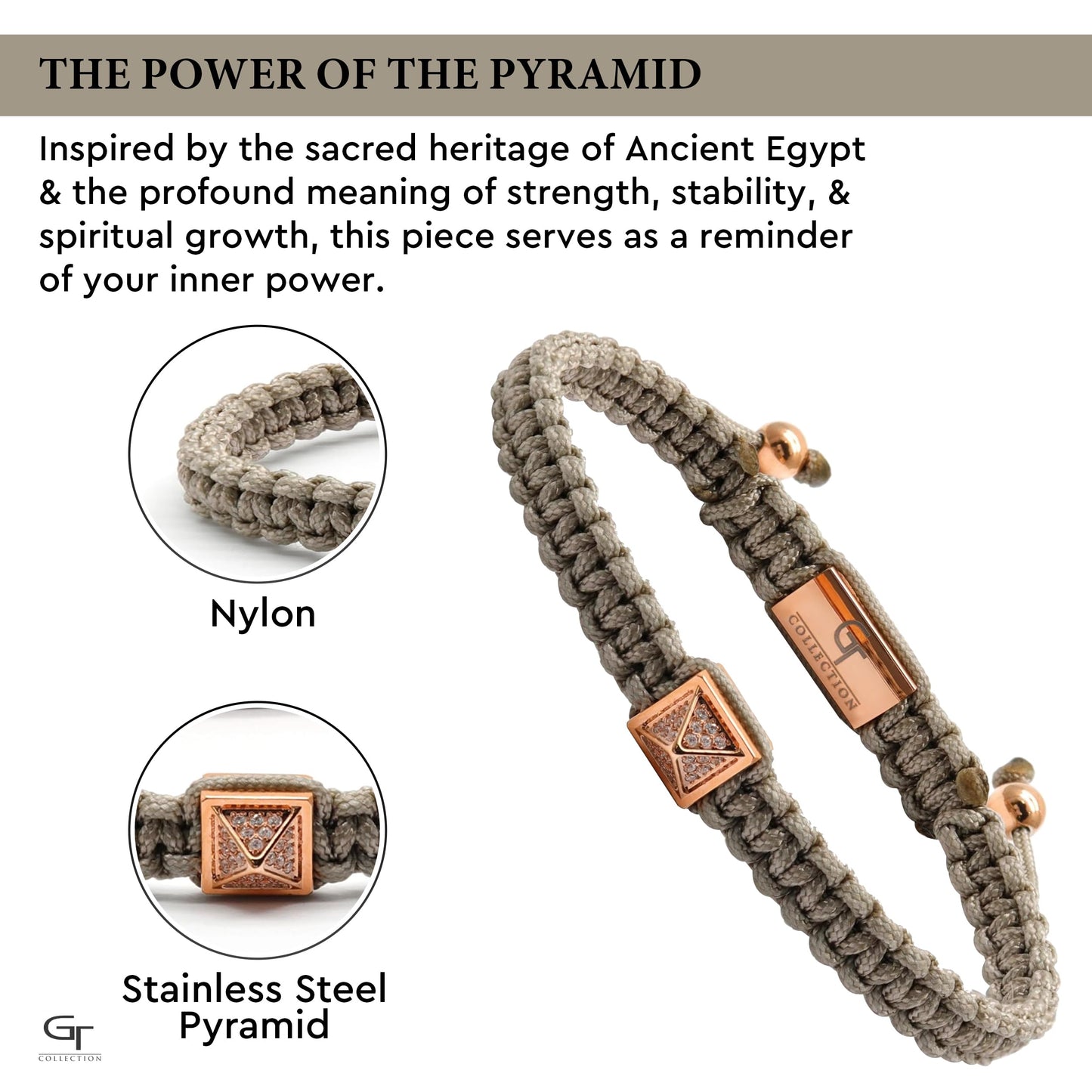 Men's Rose Gold Pyramid Bracelet with Zircon