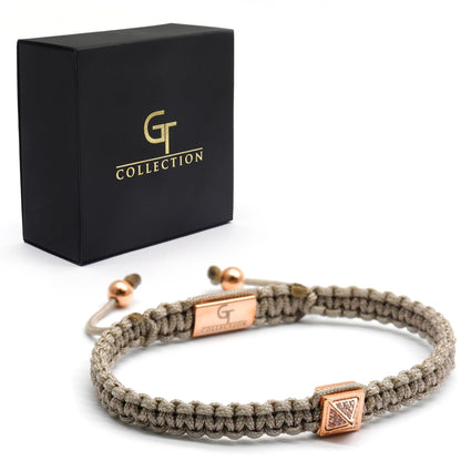 Pulsera Hombre Pirámide de Oro Rosa con Diamantes Circonitas