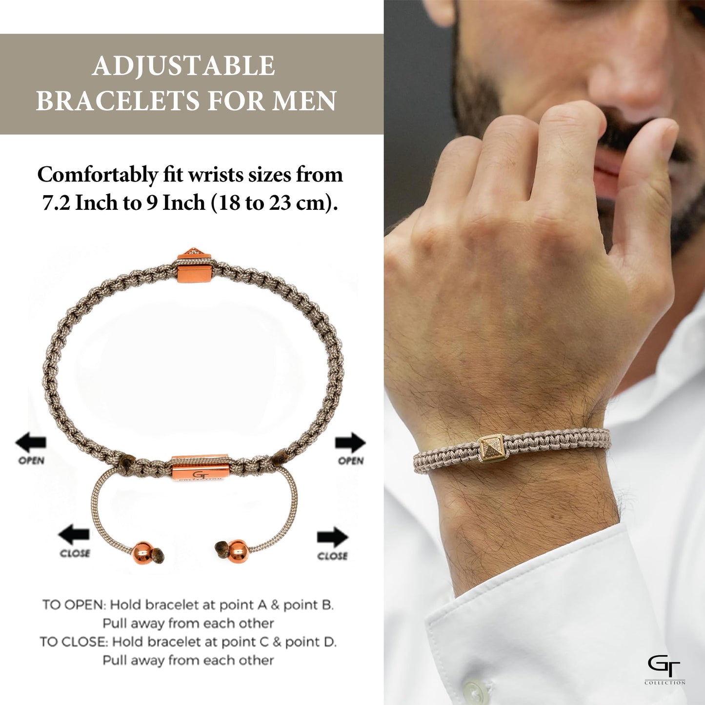 Men's Rose Gold Pyramid Bracelet with Zircon Diamond