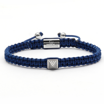 Bracelet Bleu Unisexe - Pyramide en Argent avec Diamant Zircon
