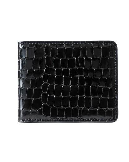 Black Croc-Embossed Leather Wallet