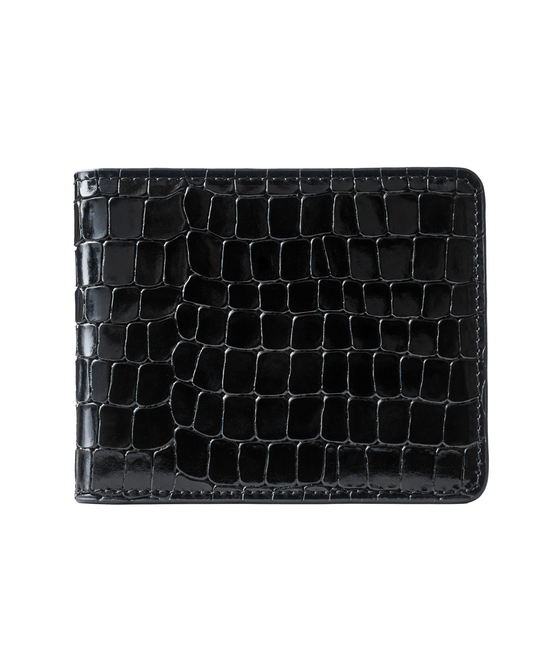 Black Croc-Embossed Leather Wallet