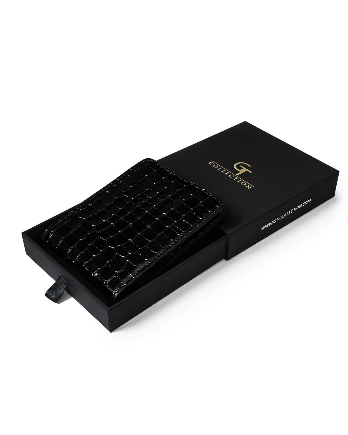 Black Croc-Embossed Leather Wallet
