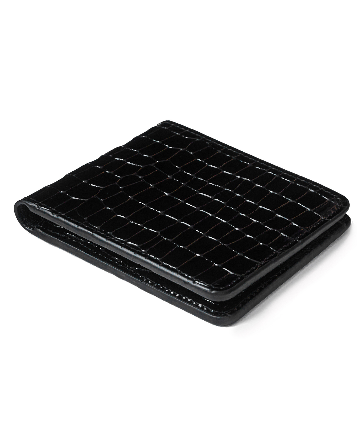 Black Croc-Embossed Leather Wallet