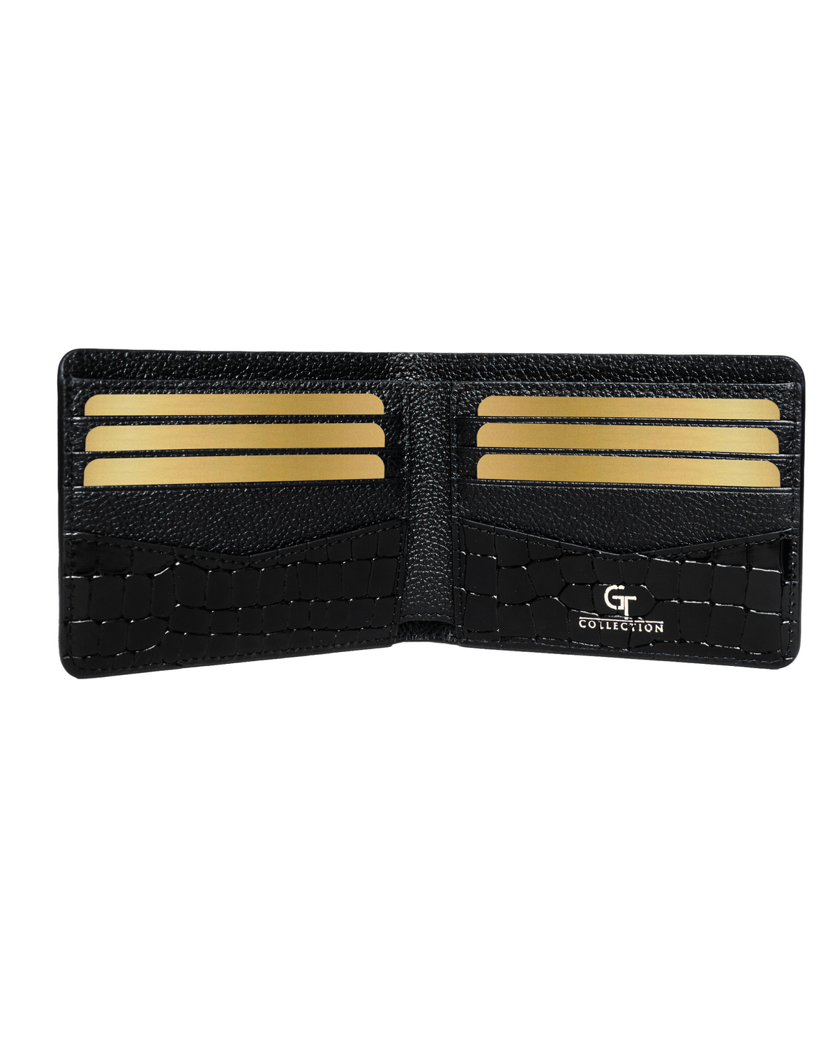 Black Croc-Embossed Leather Wallet