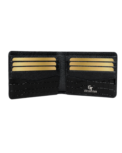 Black Croc-Embossed Leather Wallet