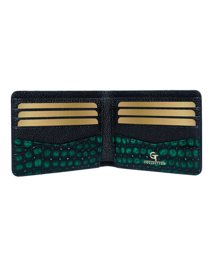 Green Croc-Embossed Leather Wallet