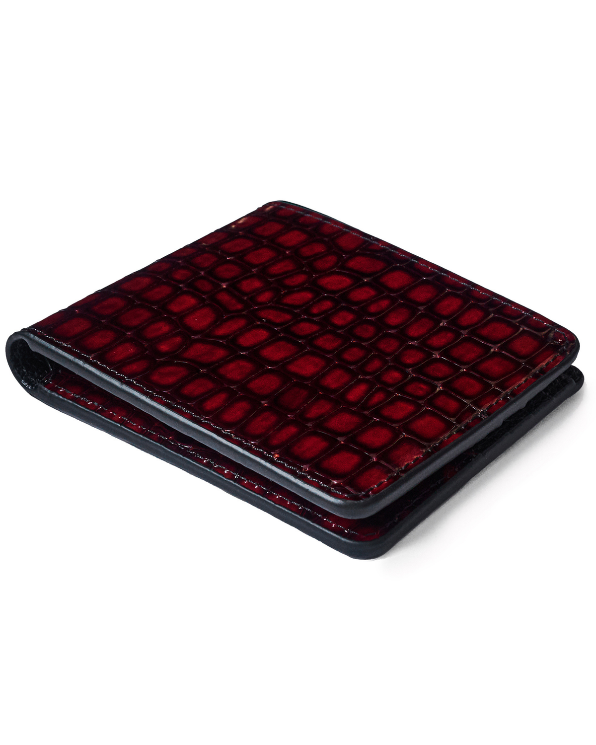 Red Croc-Embossed Leather Wallet