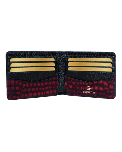 Red Croc-Embossed Leather Wallet