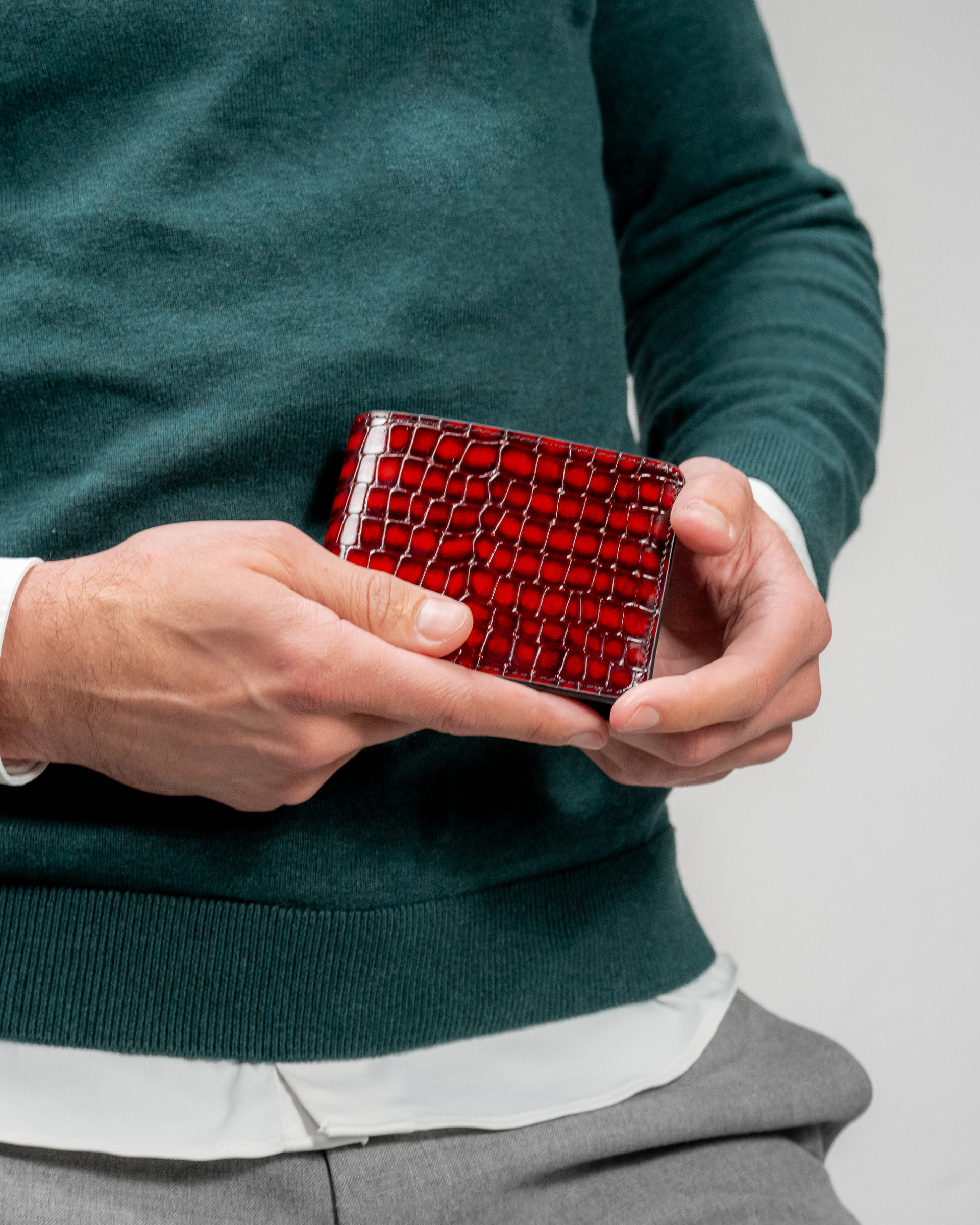 Red Croc-Embossed Leather Wallet Secondary image