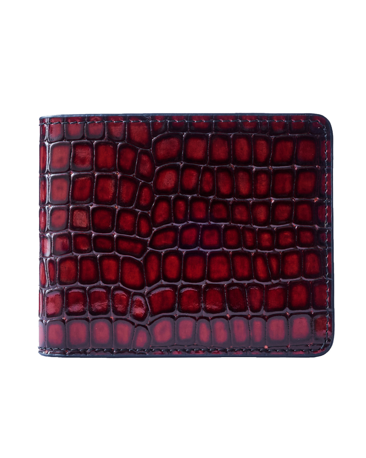 Red Croc-Embossed Leather Wallet