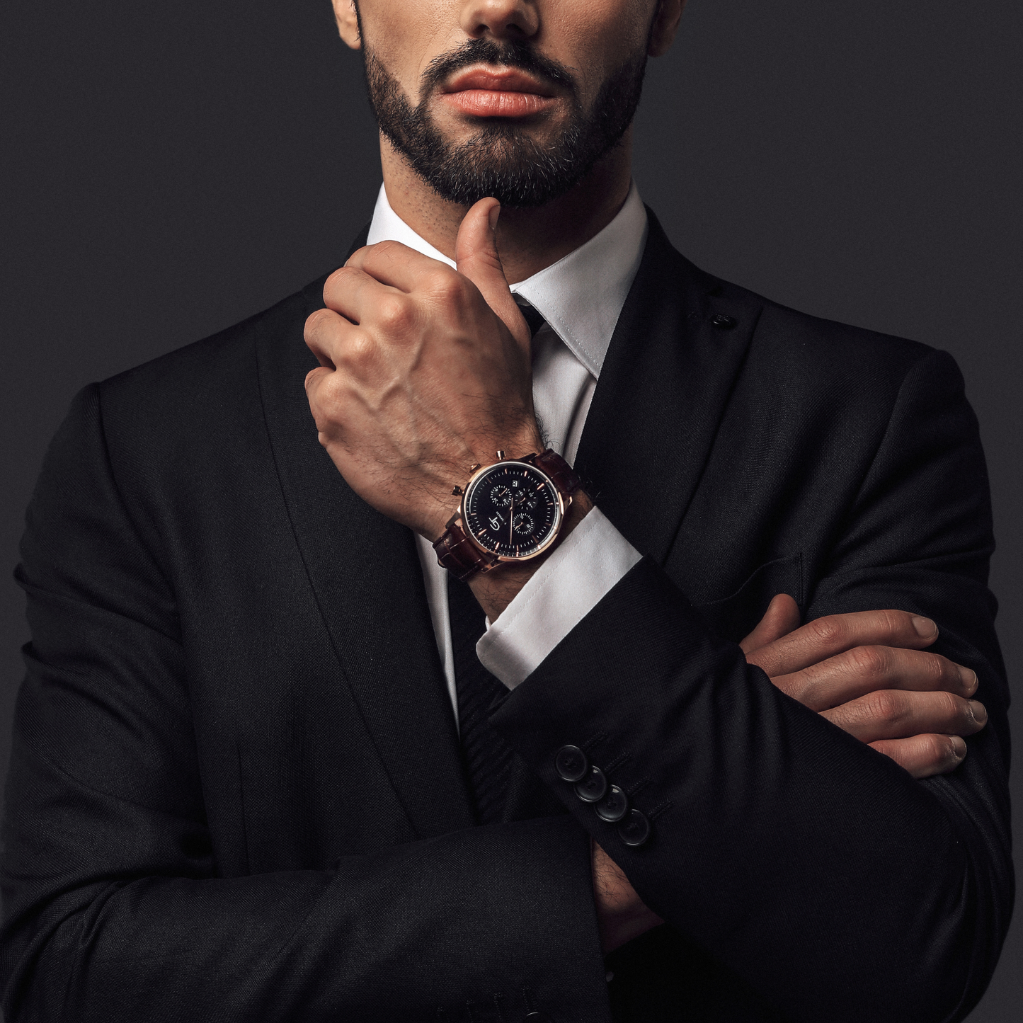 Watch brown strap black face deals