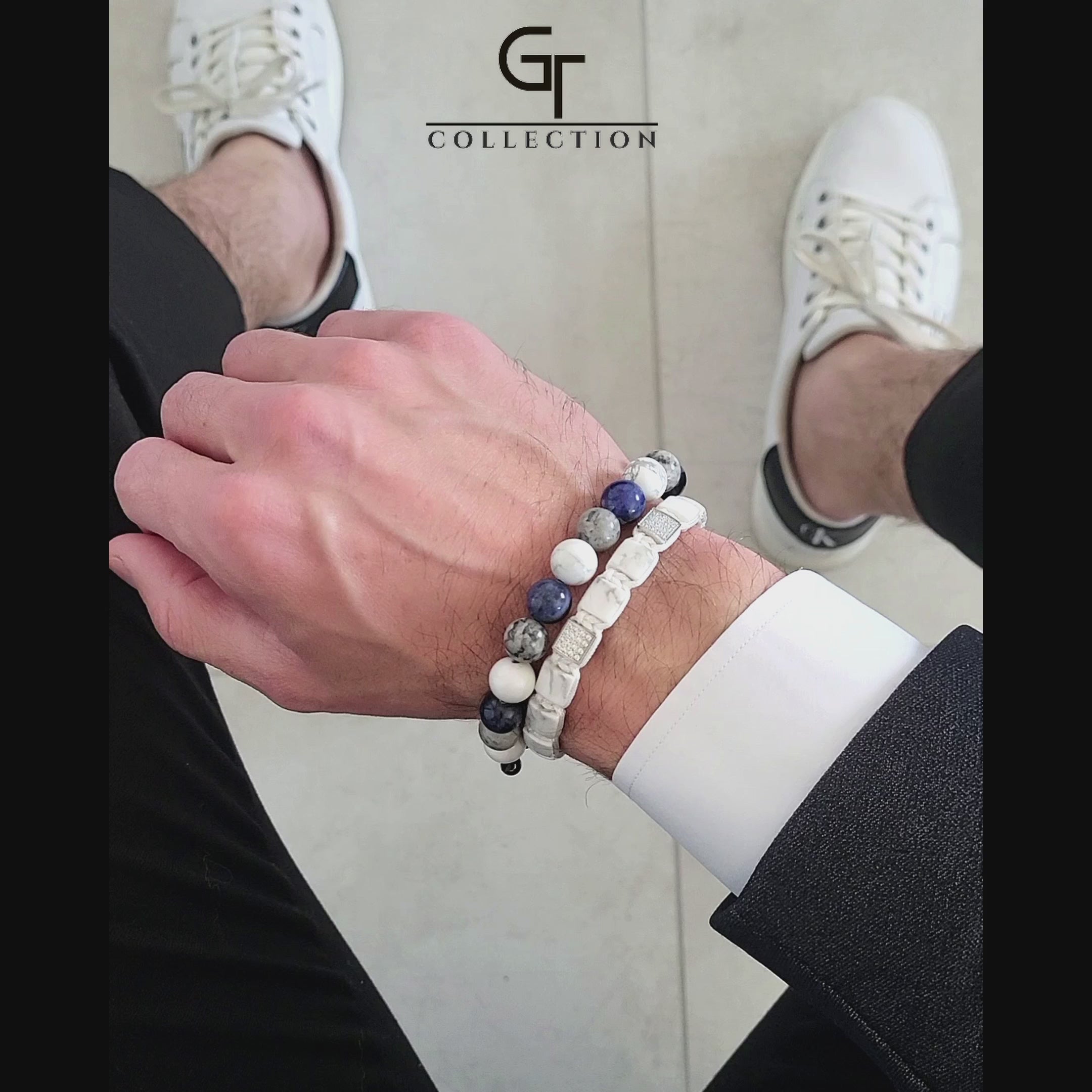 アクセサリー naoto Men's Sodalite, Howlite, Jasper Beaded Bracelet – GT collection