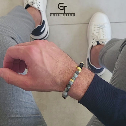 Pulsera de ÁGUILA AMERICANA para hombre con OJO DE ÁGUILA y piedra ÓNIX