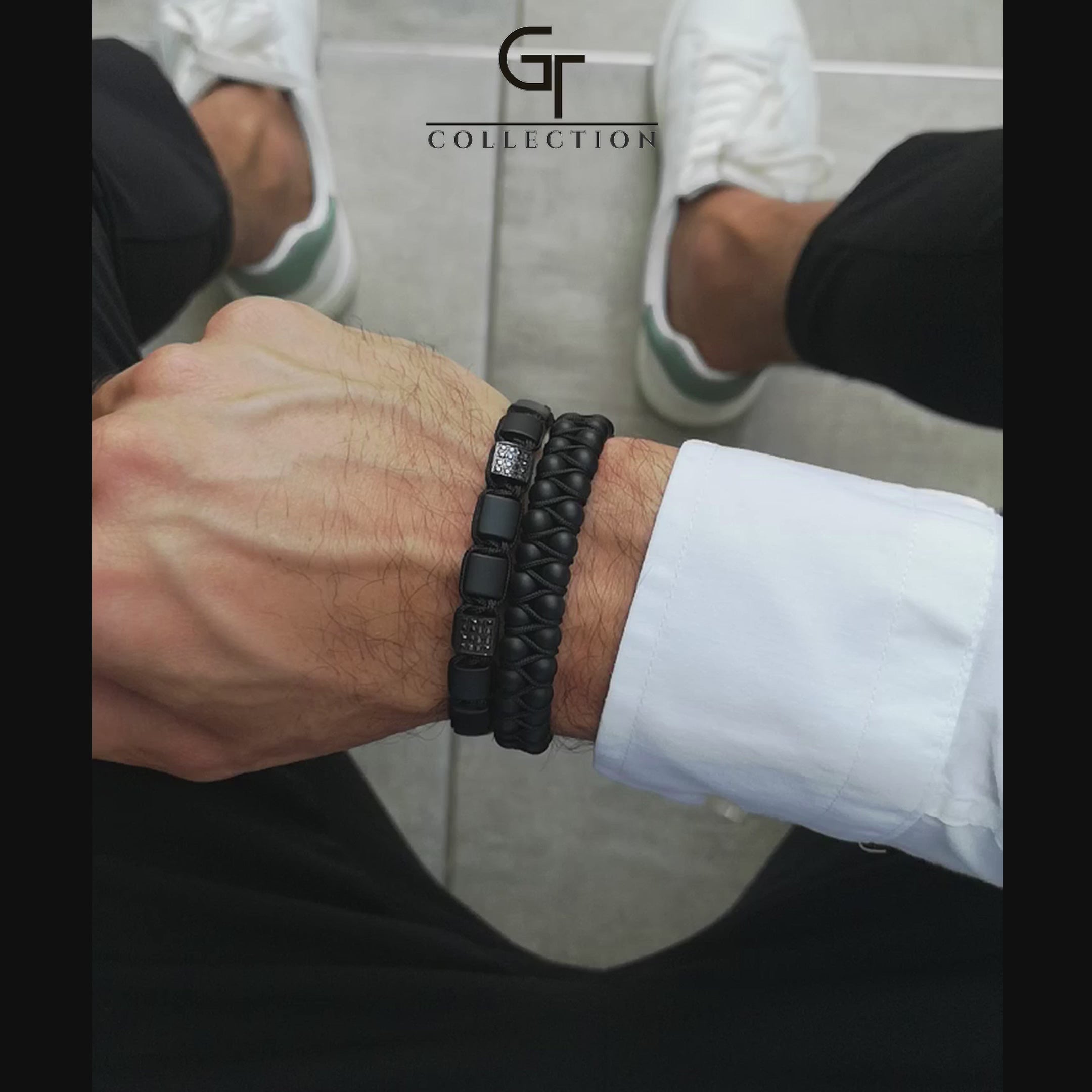 Matte Black Onyx bracelet | Men's Matte Black Bead Bracelet – GT