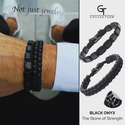 ENSEMBLE DE 2 BRACELETS EN ONYX NOIR - L'ensemble Force