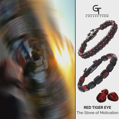 2 PIECE SET - RED TIGER EYE Bracelets - The Motivation Set