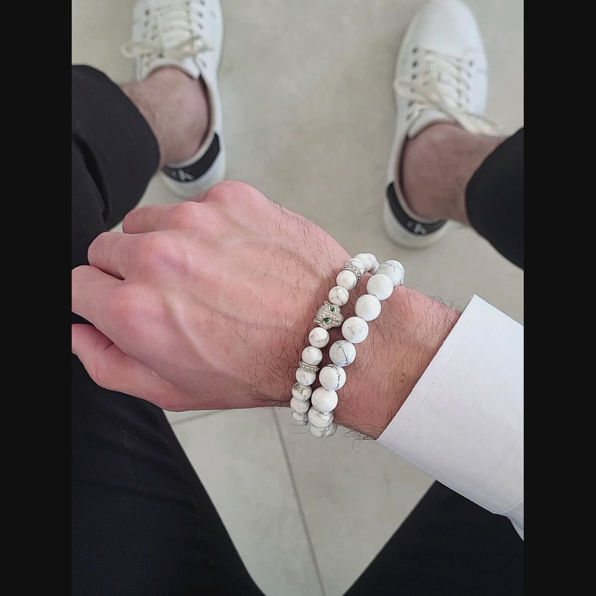 White Howlite Leopard Bracelet