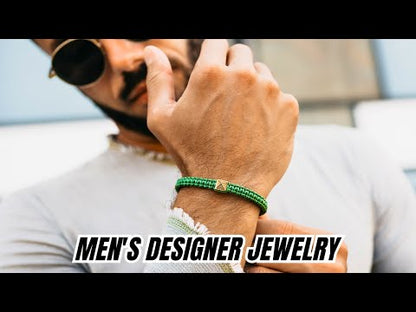 Pulsera Hombre Verde - Pirámide Dorada con Diamante Zircón