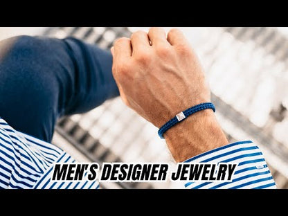 Men's Blue Bracelet - Silver Pyramid with Zircon Diamond