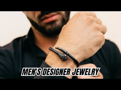 Pulsera Cabeza de Serpiente - Pitón Negra con Diamante Zircón