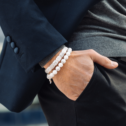 Bracelet perlé HOWLITE pour hommes - Taille unique