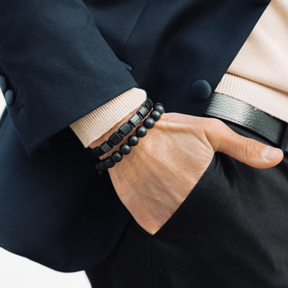 Men's MATTE ONYX Beaded Bracelet - One Size Fits All