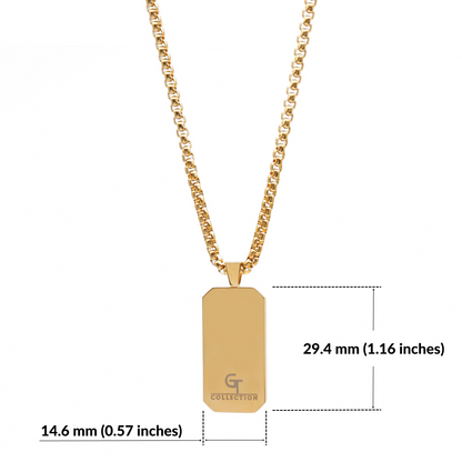 Golden Necklace with Rectangle Onyx Pendant