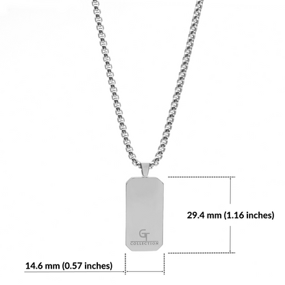 Silver Necklace with Rectangle Howlite Pendant
