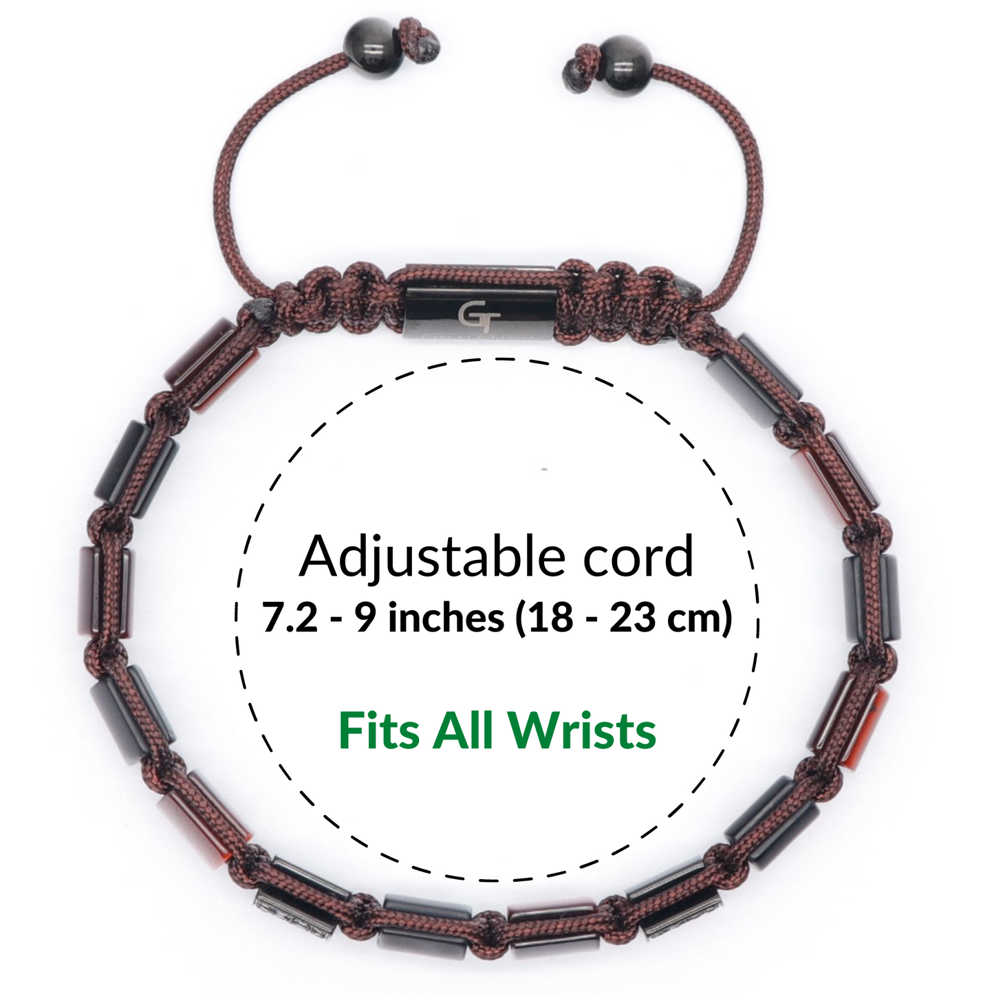 2-TEILIGES SET – Herren-Armband „ROTES TIGERAUGE“ mit Einzelperlen und Flachperlenarmband