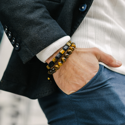 Herren-Armband mit TIGERAUGE-Perlen – Einheitsgröße